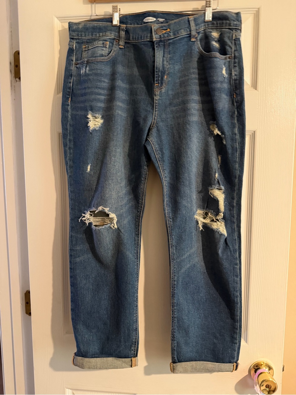 Old Navy Distressed Dark Blue Boyfriend Jeans